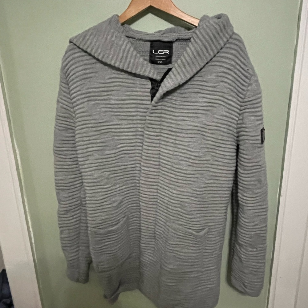 Gray Men's textured Zip-Up Sweater